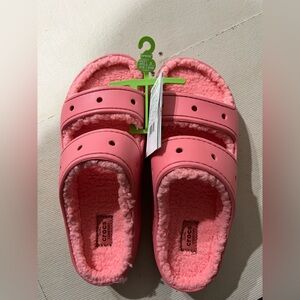 Crocs Pink Fuzzy Lined Sandals